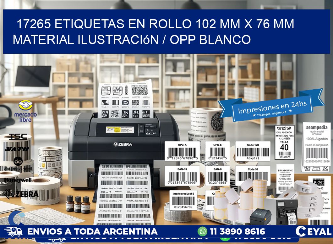 17265 Etiquetas en rollo 102 mm x 76 mm material Ilustración / OPP Blanco