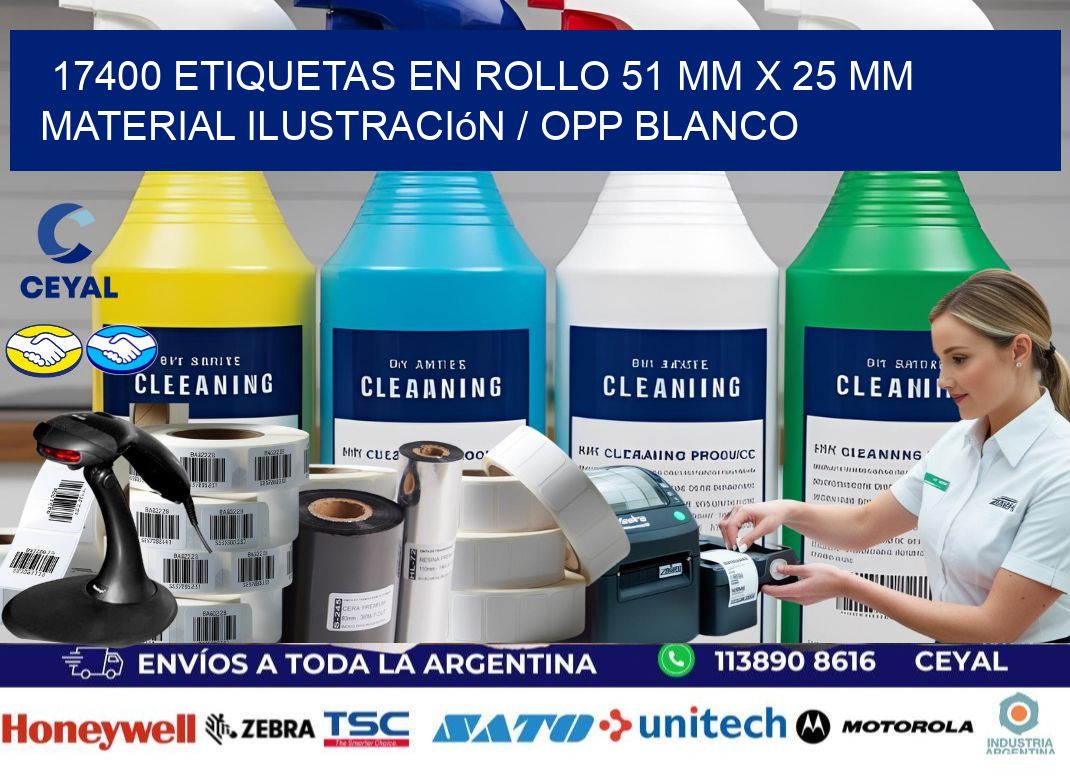 17400 Etiquetas en rollo 51 mm x 25 mm material Ilustración / OPP Blanco