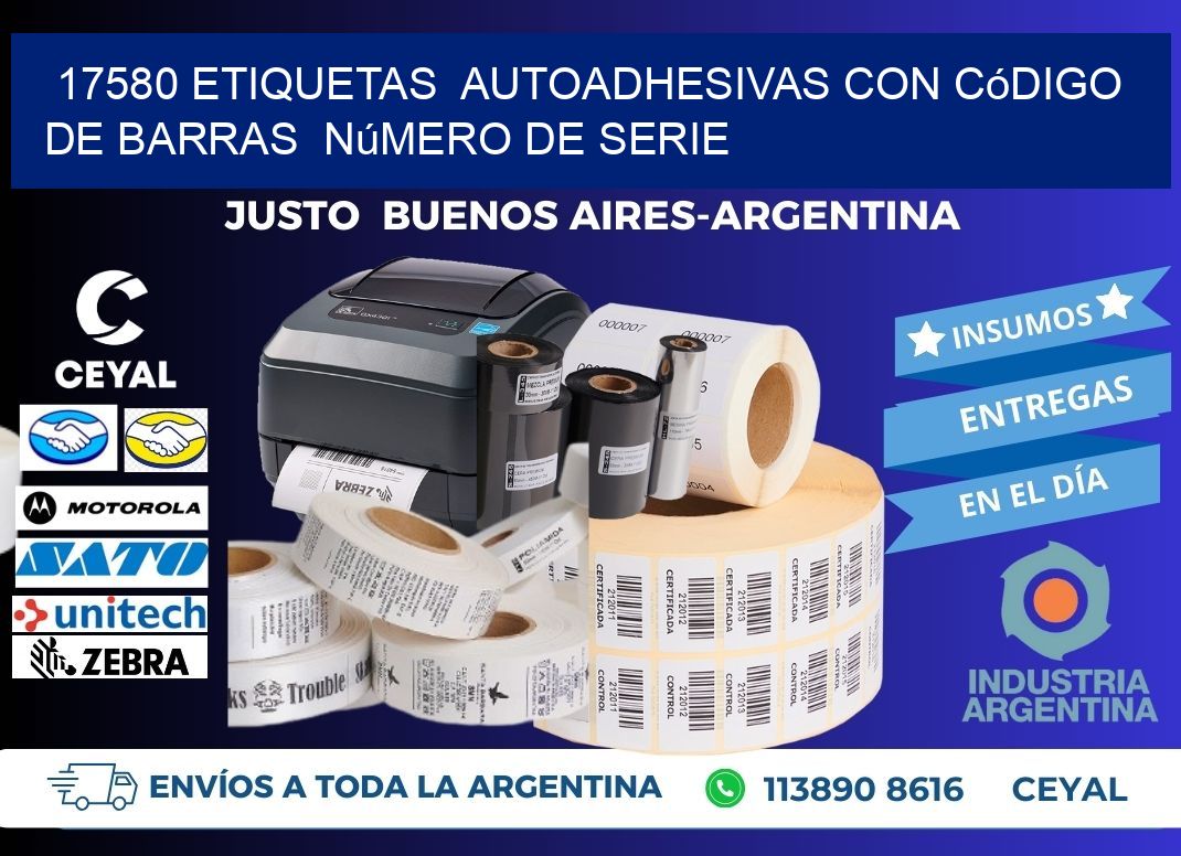 17580 etiquetas  autoadhesivas con código de barras  número de serie