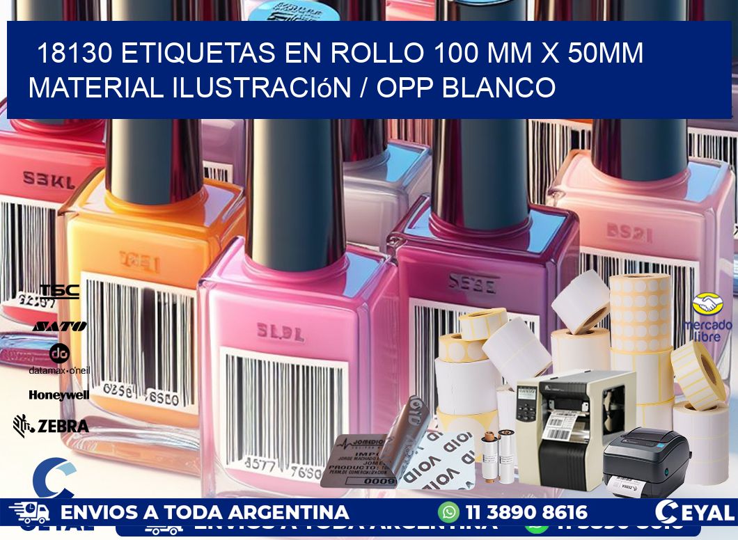18130 Etiquetas en rollo 100 mm x 50mm material Ilustración / OPP Blanco