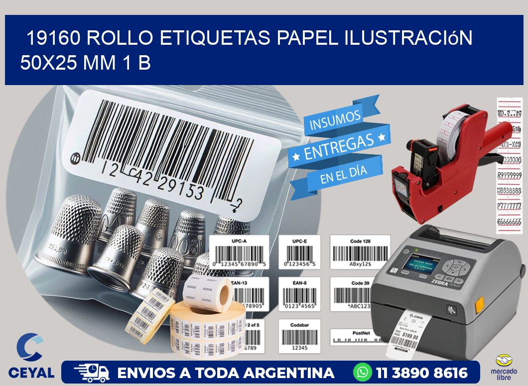 19160 Rollo Etiquetas Papel Ilustración 50x25 Mm 1 B