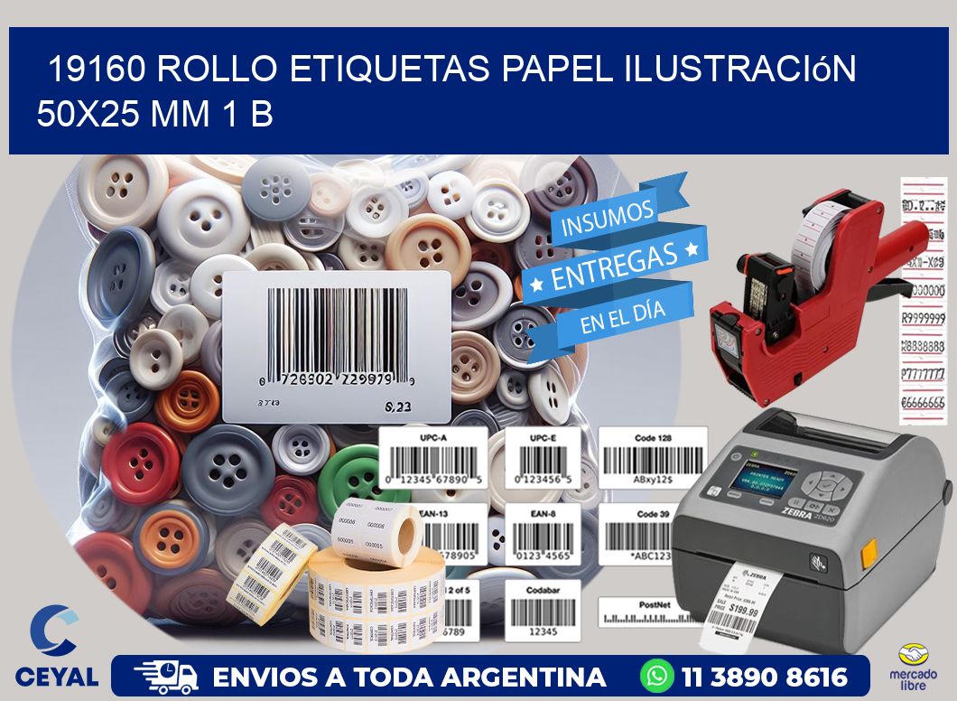 19160 Rollo Etiquetas Papel Ilustración 50x25 Mm 1 B