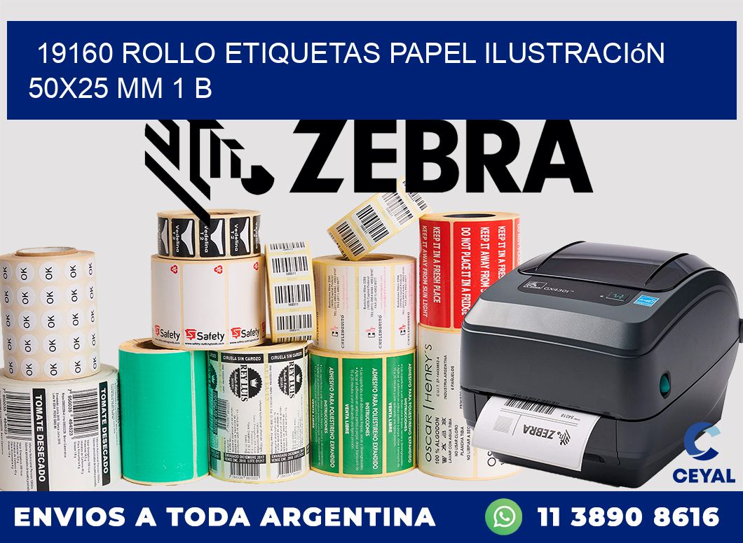 19160 Rollo Etiquetas Papel Ilustración 50x25 Mm 1 B