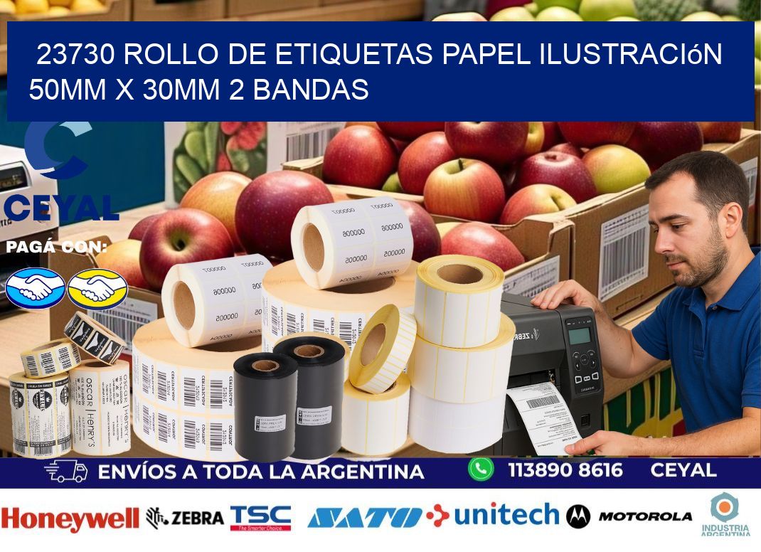 23730 Rollo de Etiquetas Papel Ilustración 50mm x 30mm 2 Bandas