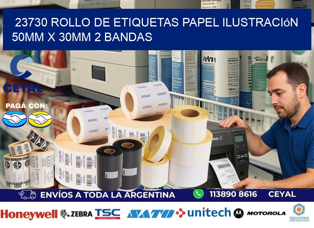 23730 Rollo de Etiquetas Papel Ilustración 50mm x 30mm 2 Bandas