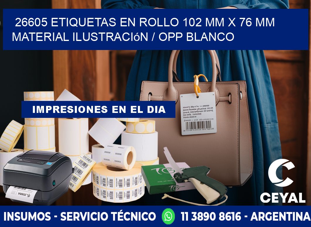 26605 Etiquetas en rollo 102 mm x 76 mm material Ilustración / OPP Blanco