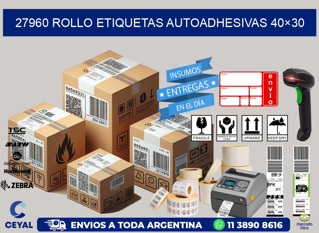 27960 Rollo Etiquetas autoadhesivas 40×30