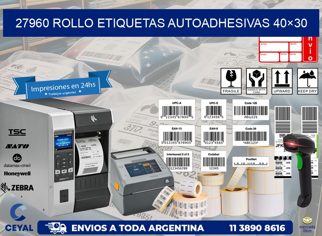 27960 Rollo Etiquetas autoadhesivas 40×30