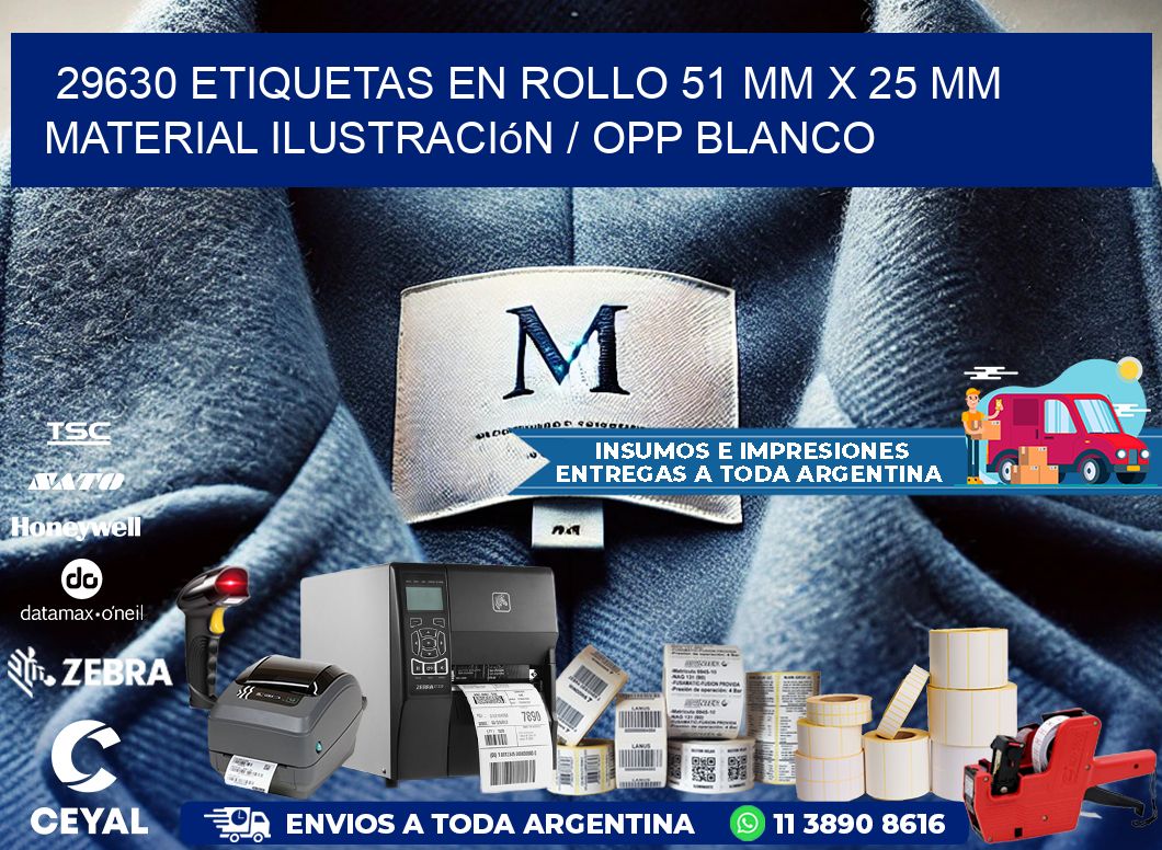 29630 Etiquetas en rollo 51 mm x 25 mm material Ilustración / OPP Blanco