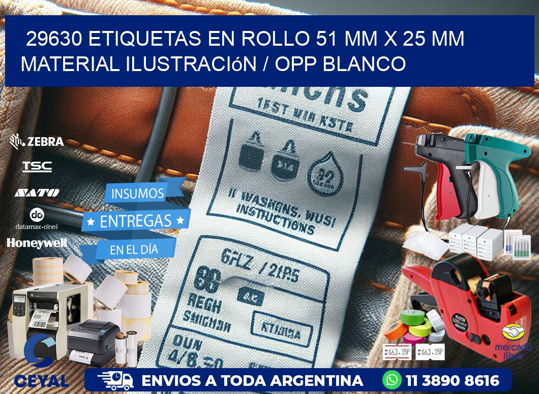 29630 Etiquetas en rollo 51 mm x 25 mm material Ilustración / OPP Blanco