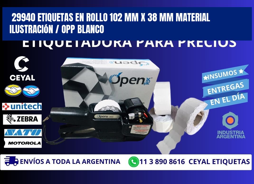 29940 Etiquetas en rollo 102 mm x 38 mm material Ilustración / OPP Blanco