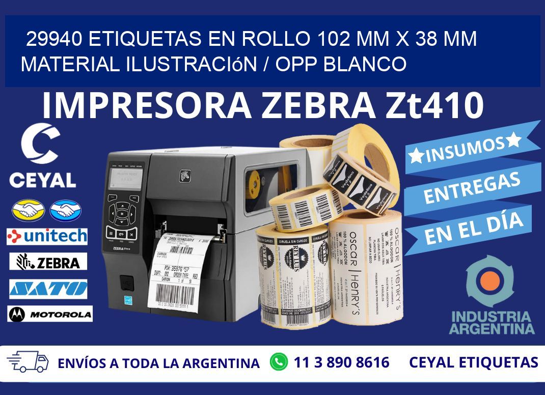29940 Etiquetas en rollo 102 mm x 38 mm material Ilustración / OPP Blanco