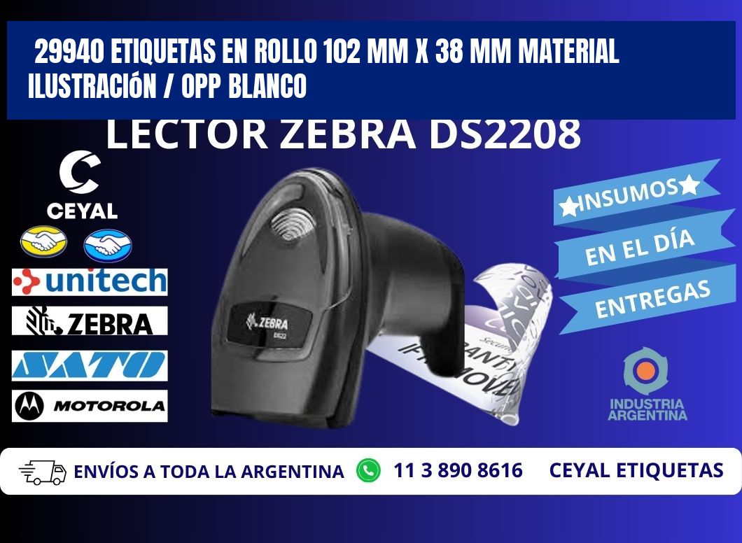 29940 Etiquetas en rollo 102 mm x 38 mm material Ilustración / OPP Blanco