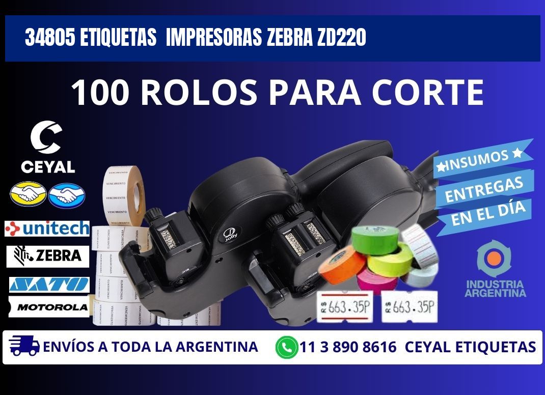 34805 etiquetas  impresoras zebra zd220