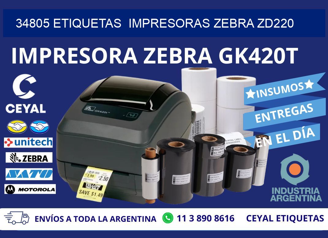 34805 etiquetas  impresoras zebra zd220