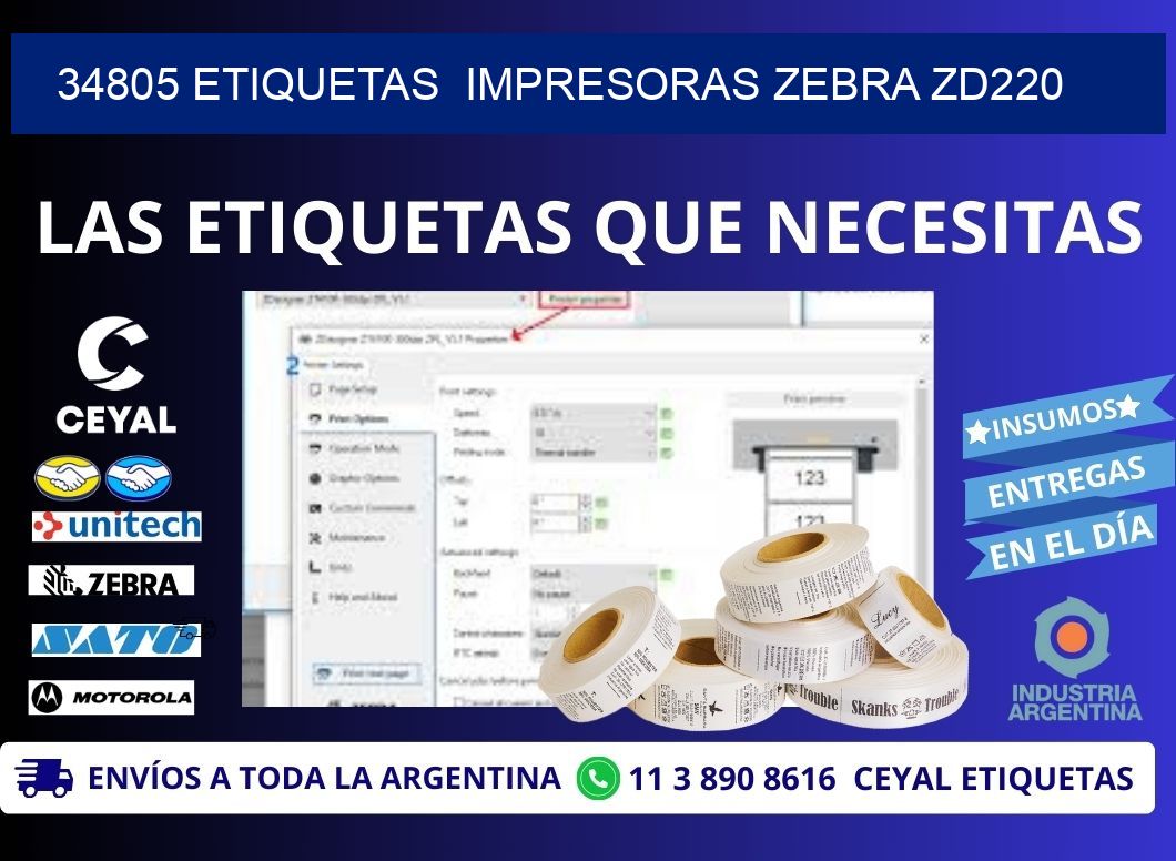 34805 etiquetas  impresoras zebra zd220