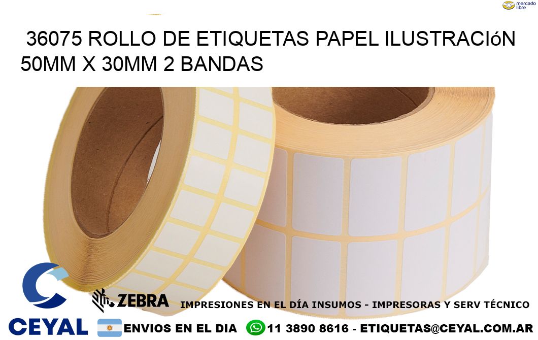 36075 Rollo de Etiquetas Papel Ilustración 50mm x 30mm 2 Bandas