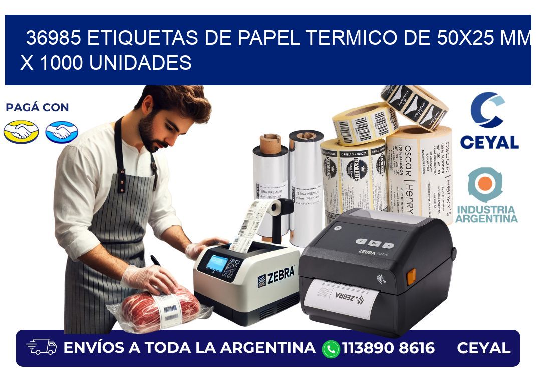 36985 Etiquetas De Papel Termico De 50x25 Mm X 1000 Unidades