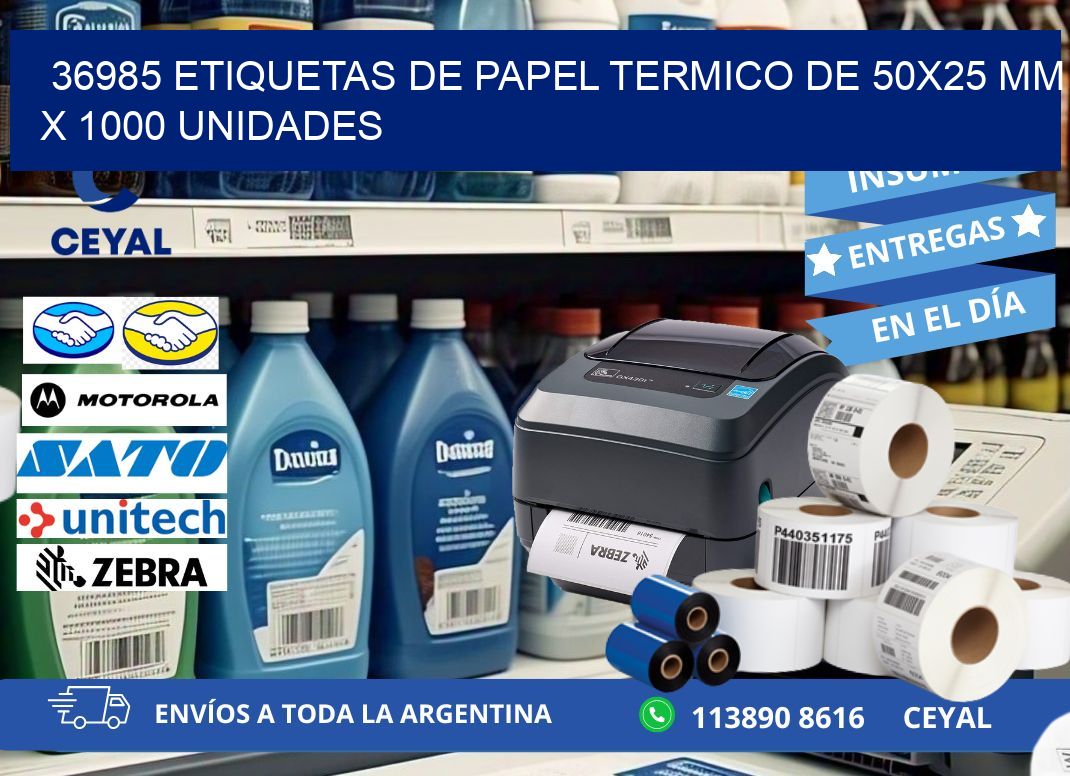 36985 Etiquetas De Papel Termico De 50x25 Mm X 1000 Unidades