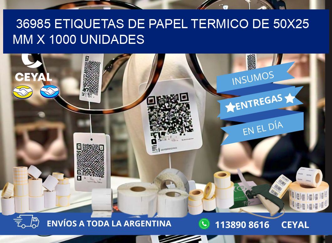 36985 Etiquetas De Papel Termico De 50x25 Mm X 1000 Unidades