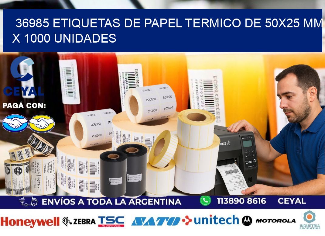 36985 Etiquetas De Papel Termico De 50×25 Mm X 1000 Unidades