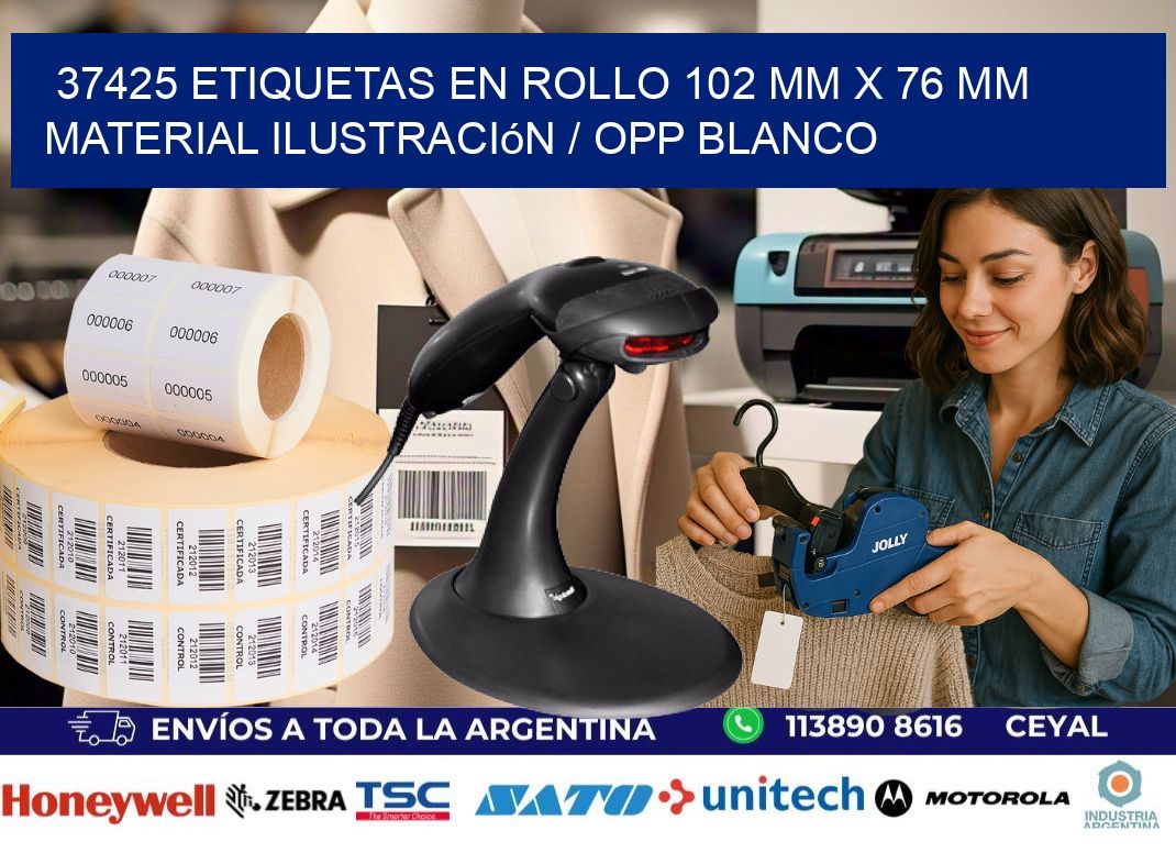 37425 Etiquetas en rollo 102 mm x 76 mm material Ilustración / OPP Blanco