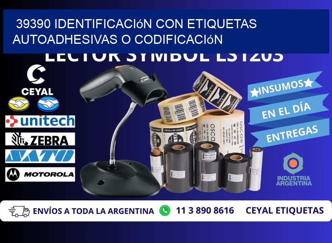 39390 identificación con etiquetas autoadhesivas o codificación