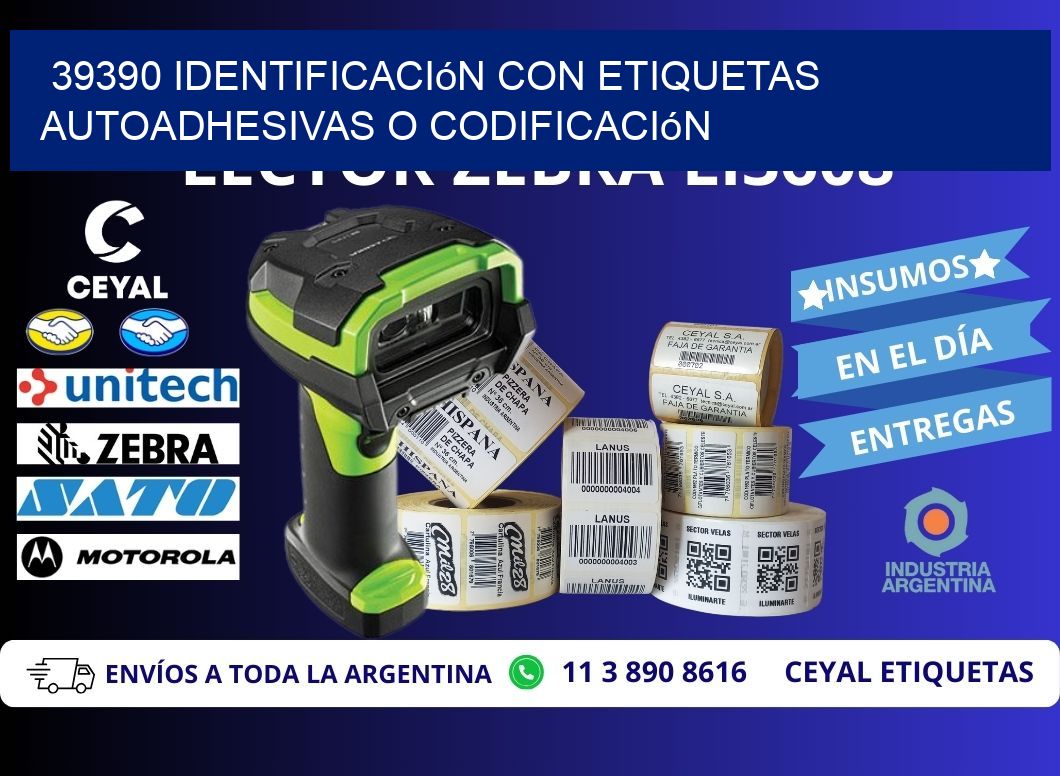 39390 identificación con etiquetas autoadhesivas o codificación
