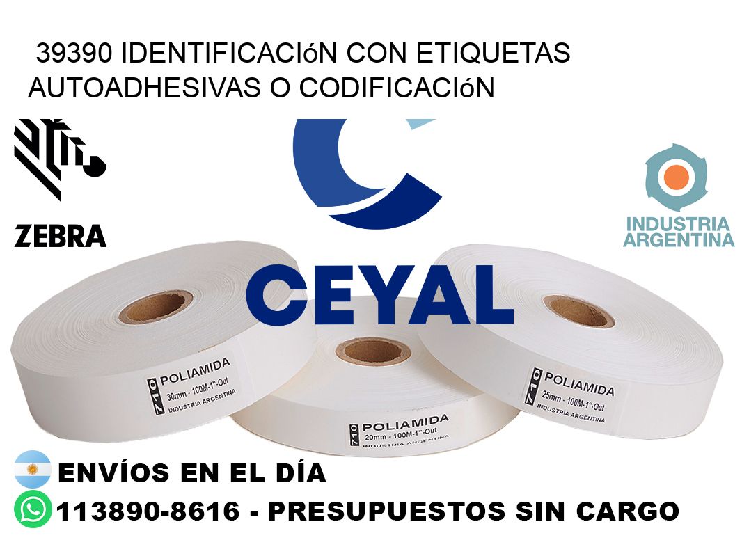 39390 identificación con etiquetas autoadhesivas o codificación