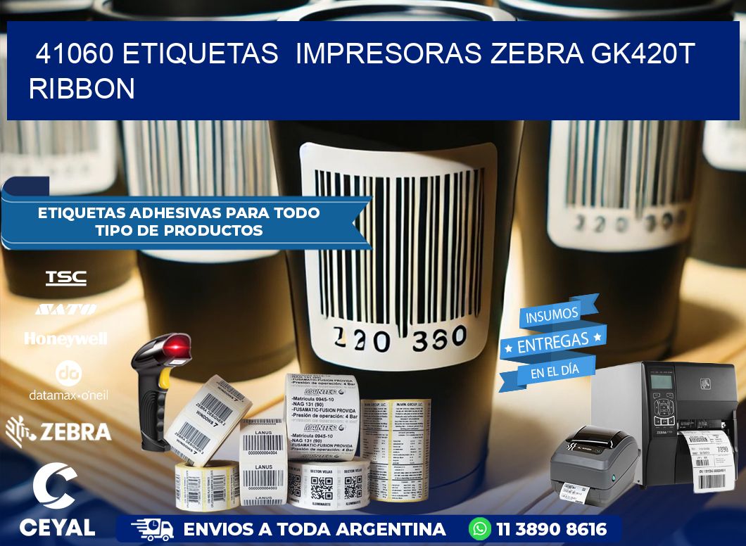 41060 Etiquetas  impresoras zebra gk420t ribbon