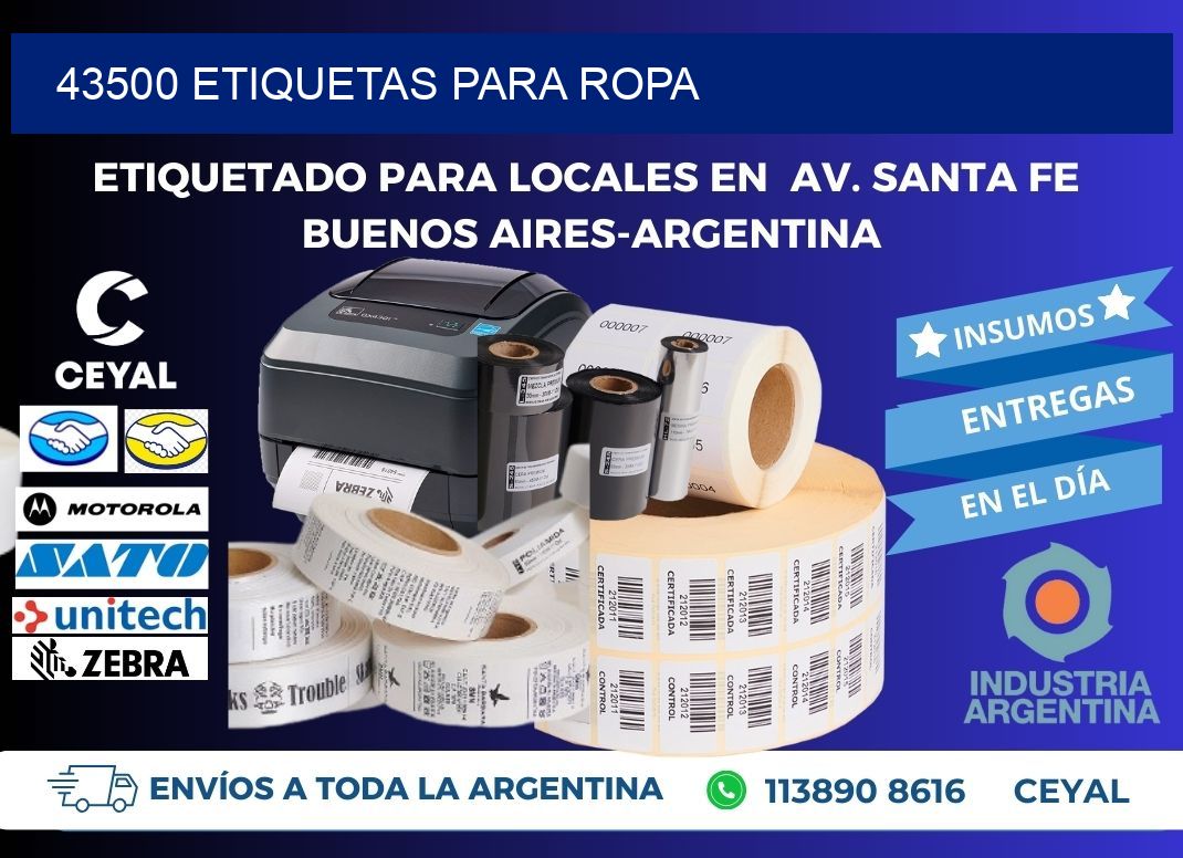 43500 etiquetas para ropa