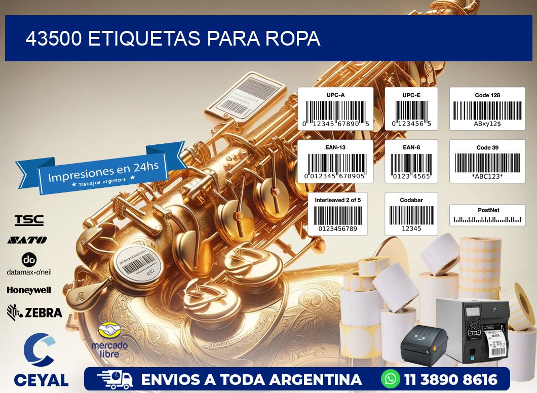 43500 etiquetas para ropa