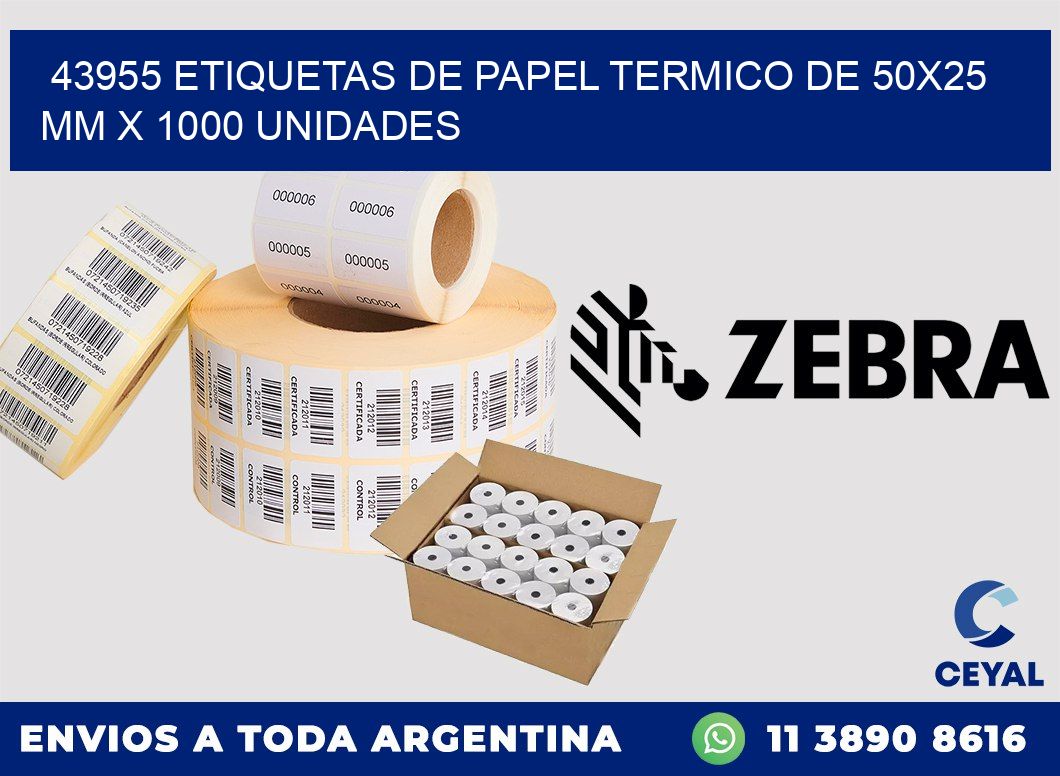 43955 Etiquetas De Papel Termico De 50x25 Mm X 1000 Unidades