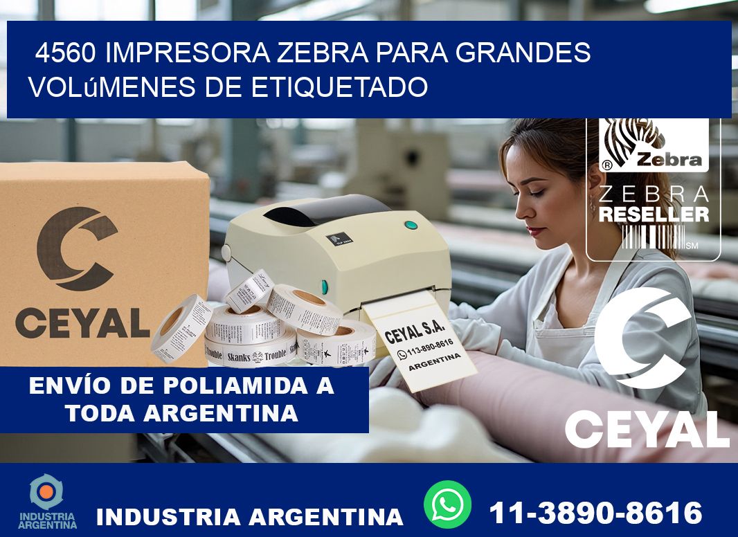 4560 impresora Zebra para grandes volúmenes de etiquetado