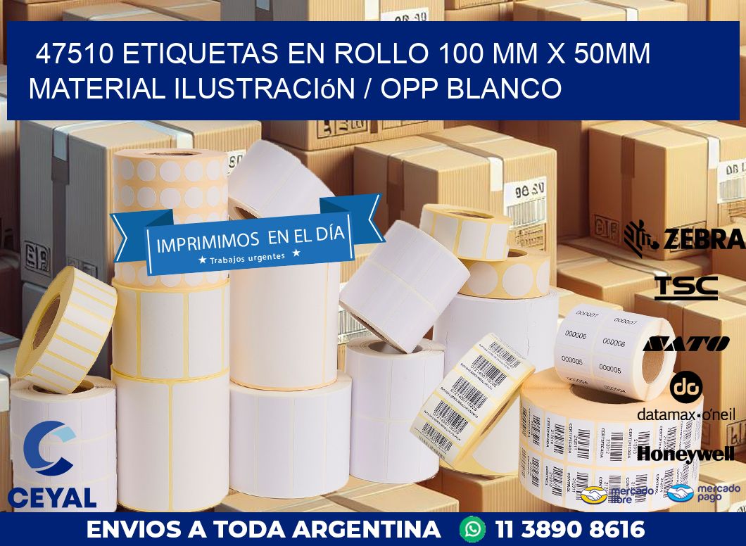 47510 Etiquetas en rollo 100 mm x 50mm material Ilustración / OPP Blanco