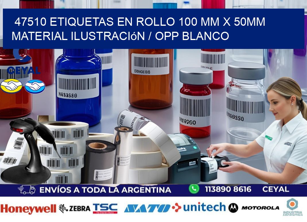 47510 Etiquetas en rollo 100 mm x 50mm material Ilustración / OPP Blanco