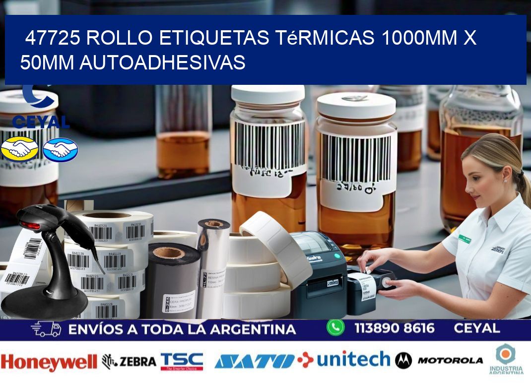 47725 Rollo Etiquetas Térmicas 1000mm X 50mm Autoadhesivas