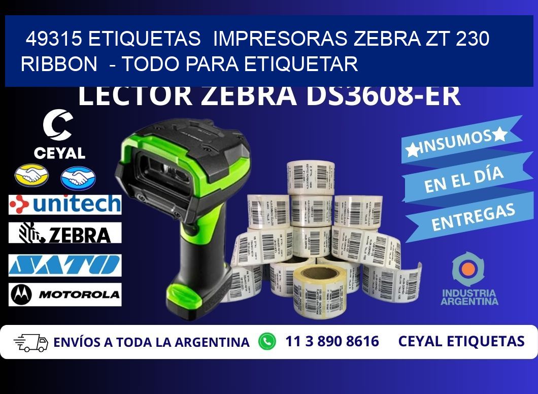 49315 etiquetas  impresoras zebra zt 230 ribbon  - Todo para Etiquetar