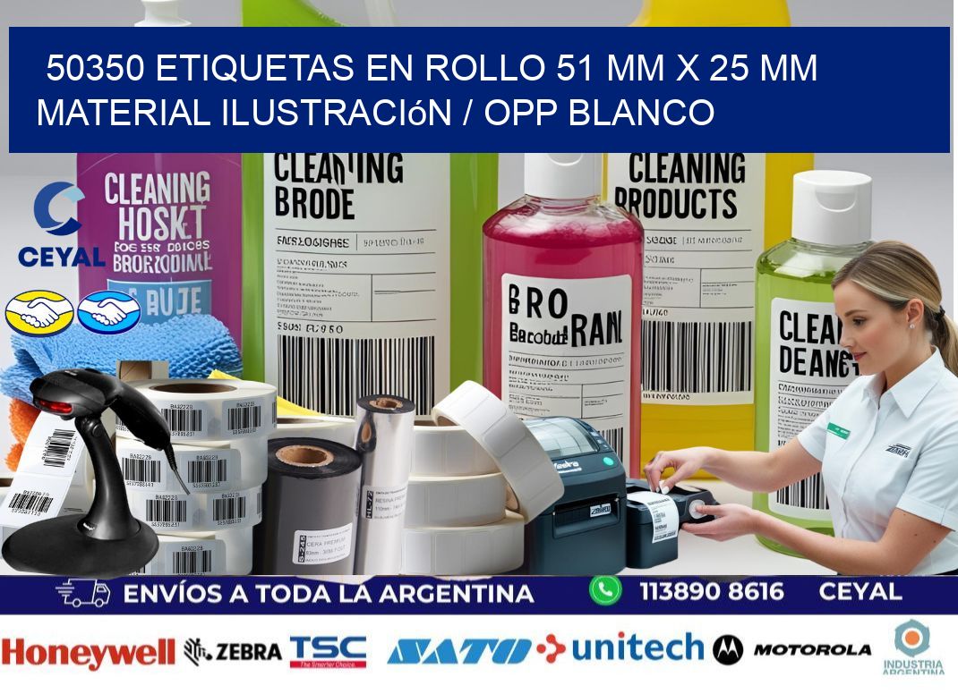 50350 Etiquetas en rollo 51 mm x 25 mm material Ilustración / OPP Blanco