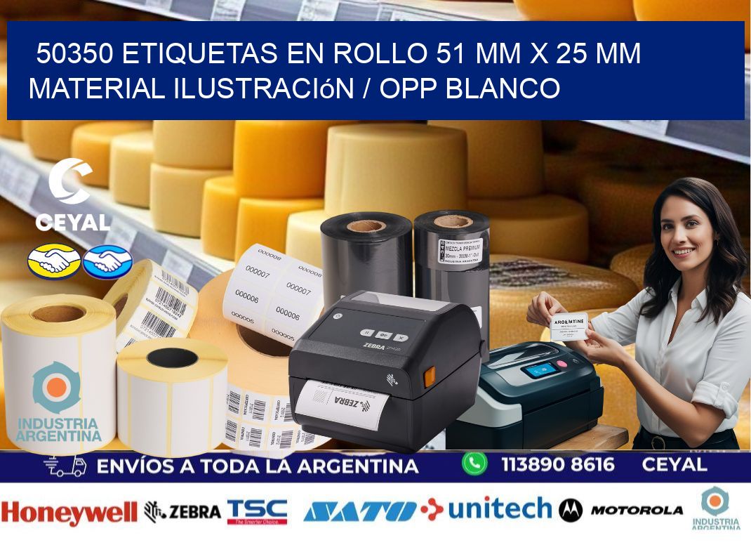 50350 Etiquetas en rollo 51 mm x 25 mm material Ilustración / OPP Blanco