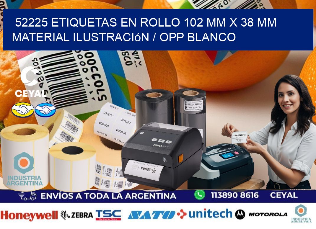 52225 Etiquetas en rollo 102 mm x 38 mm material Ilustración / OPP Blanco