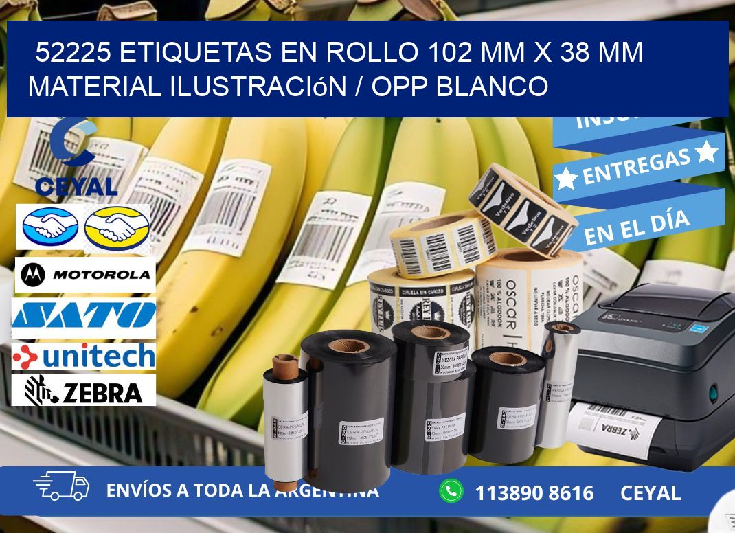 52225 Etiquetas en rollo 102 mm x 38 mm material Ilustración / OPP Blanco