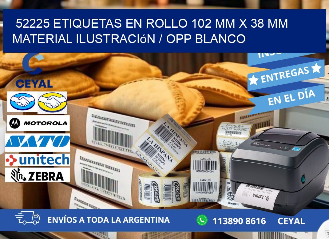 52225 Etiquetas en rollo 102 mm x 38 mm material Ilustración / OPP Blanco