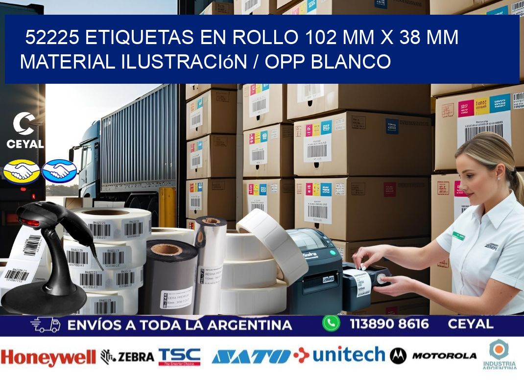 52225 Etiquetas en rollo 102 mm x 38 mm material Ilustración / OPP Blanco