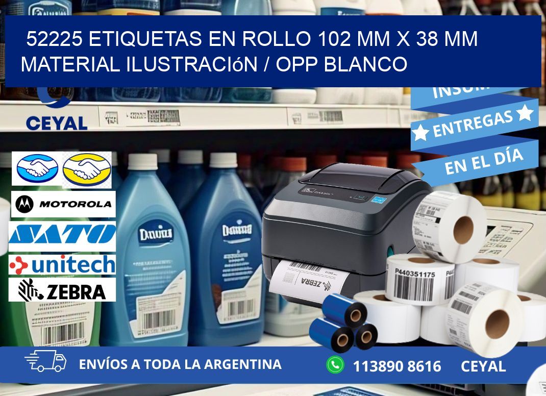 52225 Etiquetas en rollo 102 mm x 38 mm material Ilustración / OPP Blanco