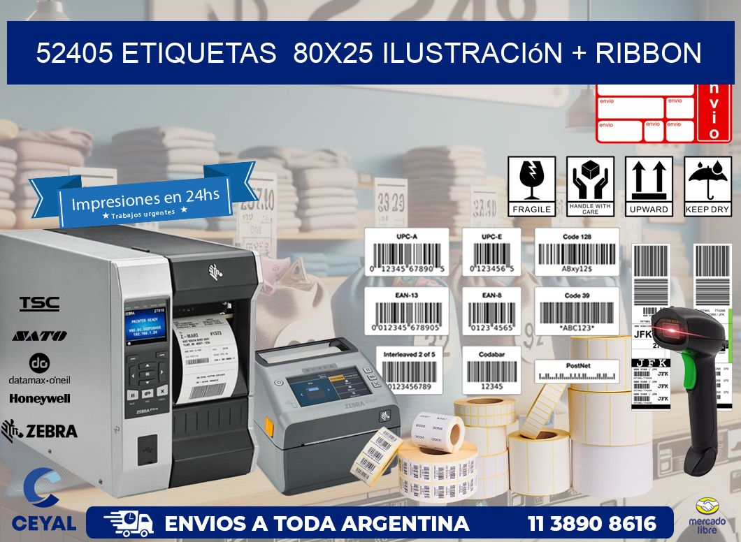 52405 etiquetas  80x25 ilustración + ribbon