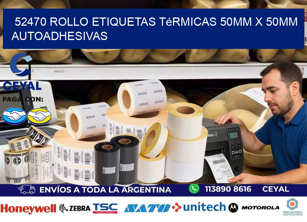 52470 Rollo Etiquetas Térmicas 50mm X 50mm Autoadhesivas