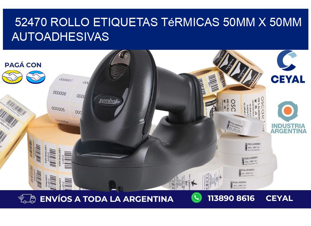 52470 Rollo Etiquetas Térmicas 50mm X 50mm Autoadhesivas
