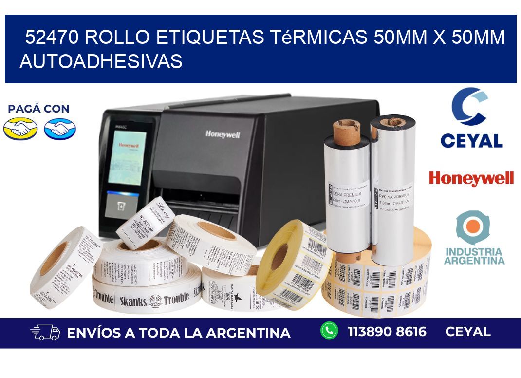 52470 Rollo Etiquetas Térmicas 50mm X 50mm Autoadhesivas