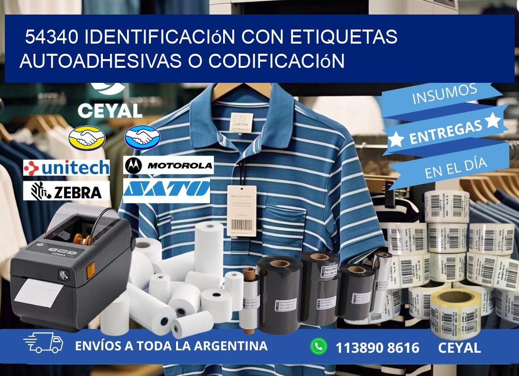 54340 identificación con etiquetas autoadhesivas o codificación
